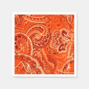 Servilleta De Papel Pañuelo/pañuelo retros anaranjados de Paisley