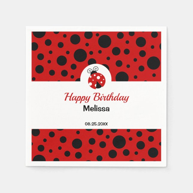 Servilleta De Papel Pañuelo Red Black Polka Dots Kids Cumpleaños (Anverso)