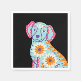 Servilleta De Papel Pañuelos Negros Día de Muertos Perro Calavera de A