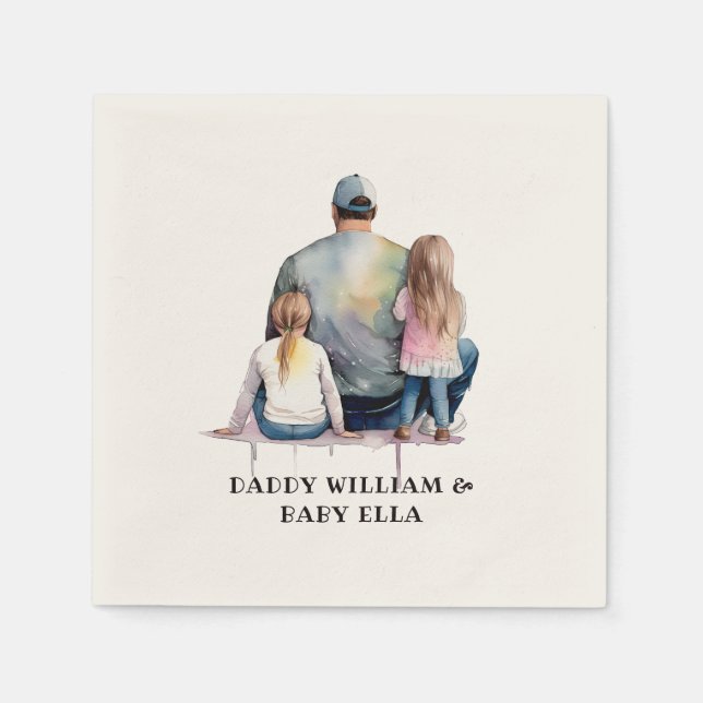 Servilleta De Papel Papá e hijas personalizados (9) (Anverso)