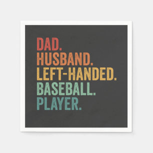 Servilleta De Papel Papá Esposo Béisbol Izquierda Leyenda Mano