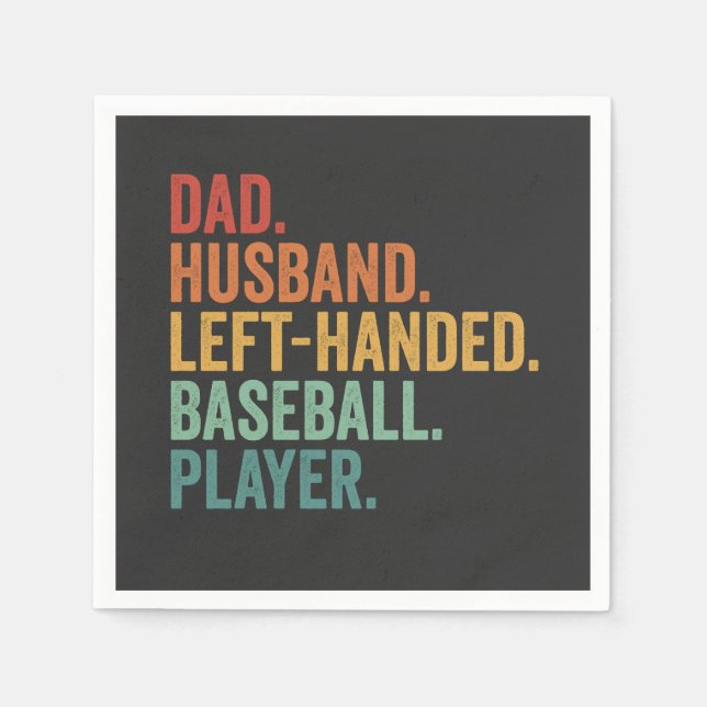 Servilleta De Papel Papá Esposo Béisbol Izquierda Leyenda Mano (Anverso)