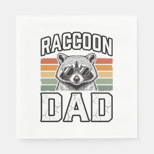 Servilleta De Papel Papá Mapache Grabado Vintage Diseño Vector Retro_