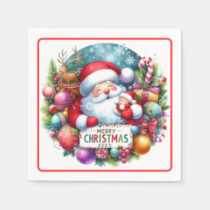 Servilleta De Papel Papá Noel de Navidad con bebé