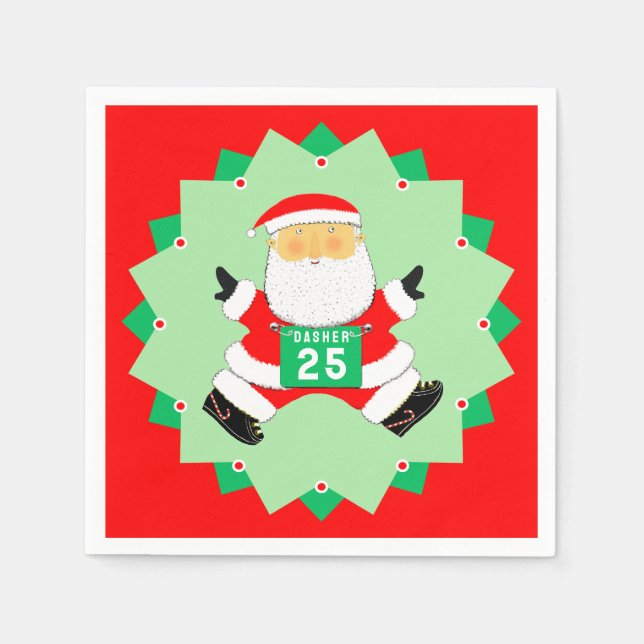 Servilleta De Papel Papá Noel Divertido Corriendo (Anverso)