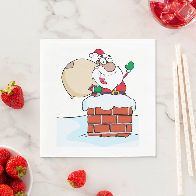 Servilleta De Papel Papá Noel Divertido en Chimenea (Subido por el creador)