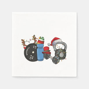 Servilleta De Papel Papá Noel divertido levantando pesas Mancuernas Gi