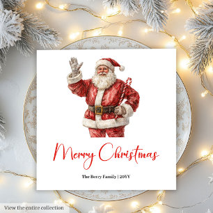 Servilleta De Papel Papá Noel Elegante y Lindo Navidad Rústica Vintage