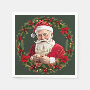 Servilleta De Papel Papá Noel en una guirnalda festiva
