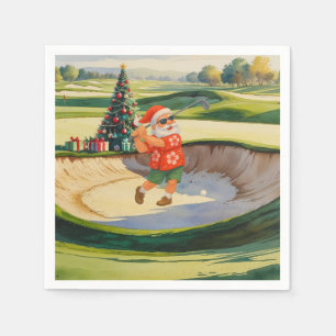 Servilleta De Papel Papá Noel golfista está jugando golf en Navidad en