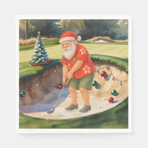Servilleta De Papel Papá Noel golfista está jugando golf en Navidad en
