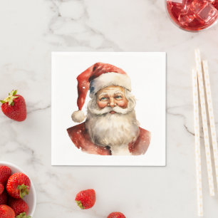 Servilleta De Papel Papá Noel Navidad Retro