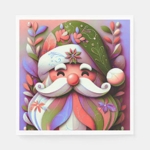 Servilleta De Papel Papá Noel Navidad Rosa Purpura Verde