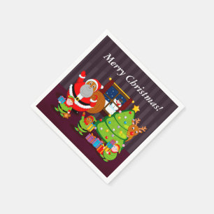 Servilleta De Papel Papá Noel negro entregando regalos a los Navidade