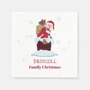 Servilleta De Papel Papá Noel personalizado en el techo de la chimenea