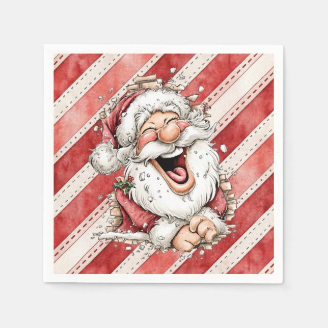 Servilleta De Papel Papá Noel riendo divertido (Anverso)