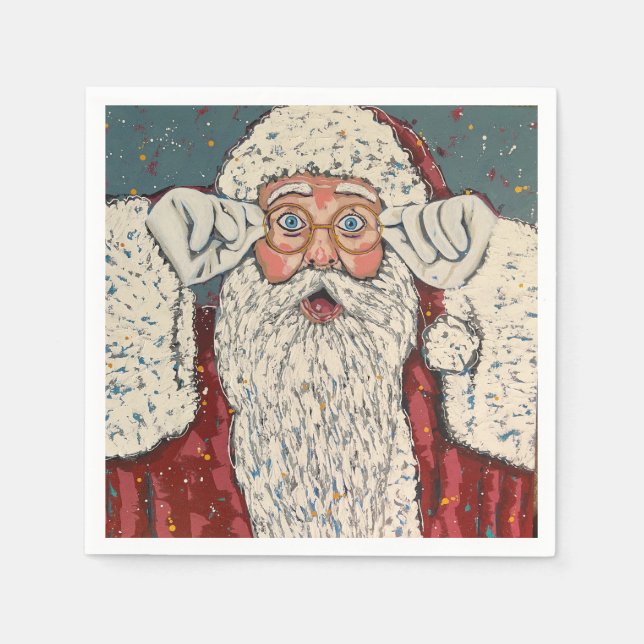 Servilleta De Papel Papá Noel Sorprendido (Anverso)