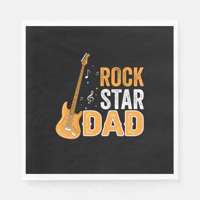 Servilleta De Papel Papá Regalos | Rock Star Dad (Anverso)