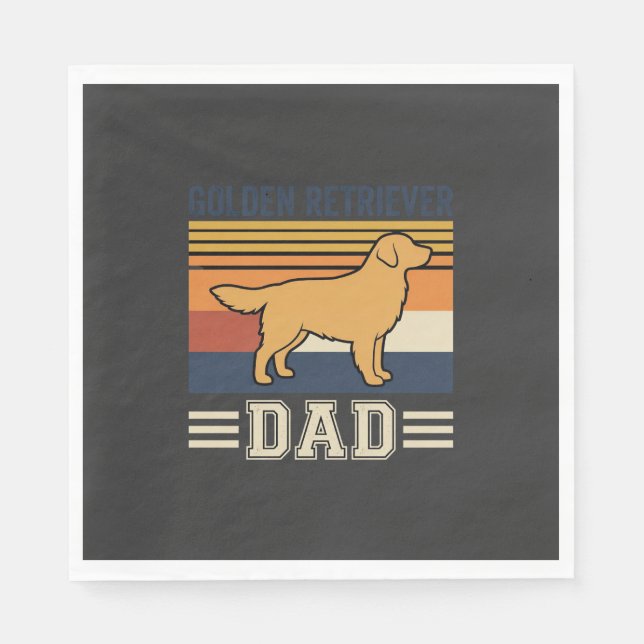Servilleta De Papel Papá Retriever Dorado Perro Retro (Anverso)