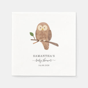 Servilleta De Papel Papel Acuarela de Búho de Bosque para Baby Shower