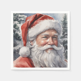 Servilleta De Papel Papel acuarela de Santa Navidades sonrientes