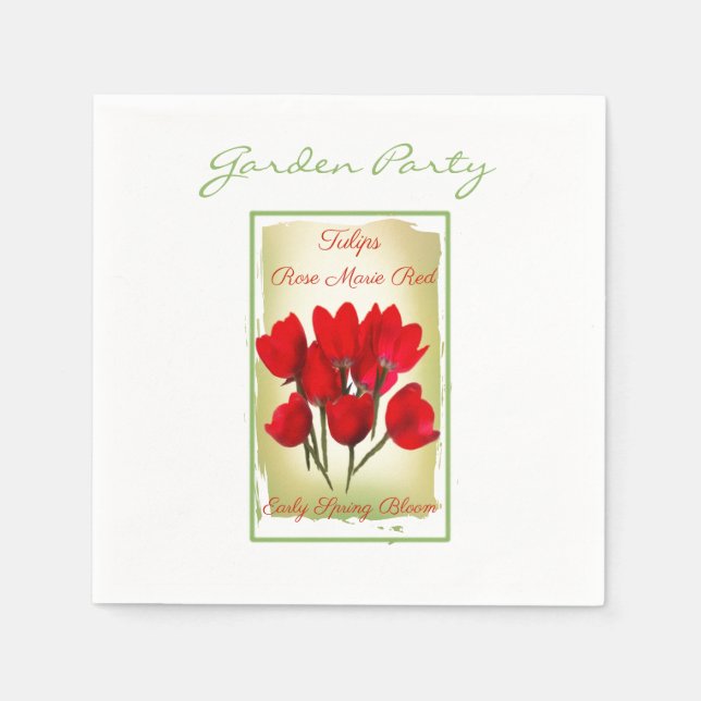 Servilleta De Papel Papel acuático de tulipano rojo (Anverso)
