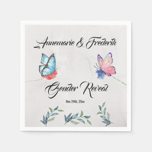 Servilleta De Papel Papel acuático rosa y azul (Anverso)