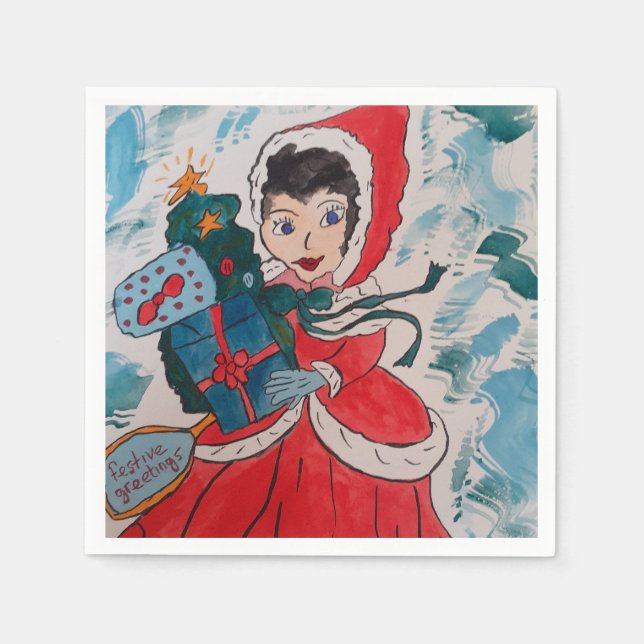 Servilleta De Papel Papel auxiliar de Santa (Anverso)