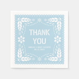 Servilleta De Papel Papel azul bebé picado Gracias nena ducha