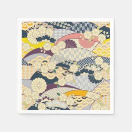 Servilleta De Papel Papel azul de kimono japonés blanco