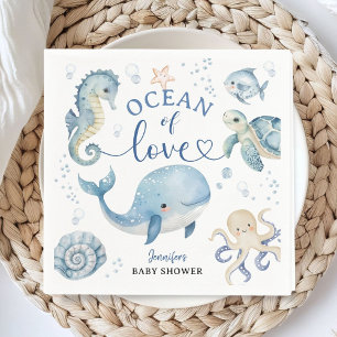 Servilleta De Papel Papel Azul Niño para Baby Shower de Ballena Oceáni