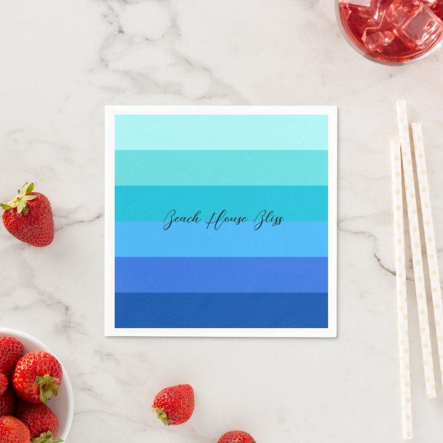 Servilleta De Papel Papel azul oceánico y rayado verde (In situ)