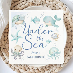 Servilleta De Papel Papel azul océano para baby shower 'Bajo el mar'