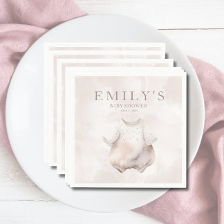 Servilleta De Papel Papel Baby Shower de Chica Beige