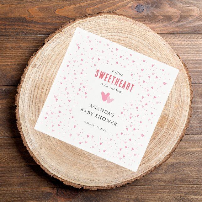 Servilleta De Papel Papel Baby Shower de corazones rosados (A Little Sweetheart Girl Baby Shower Paper Napkin)