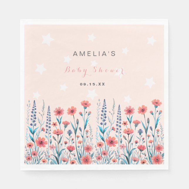 Servilleta De Papel Papel Baby Shower de Floral Star (Anverso)