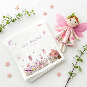 Servilleta De Papel Papel Baby Shower de hadas rosadas