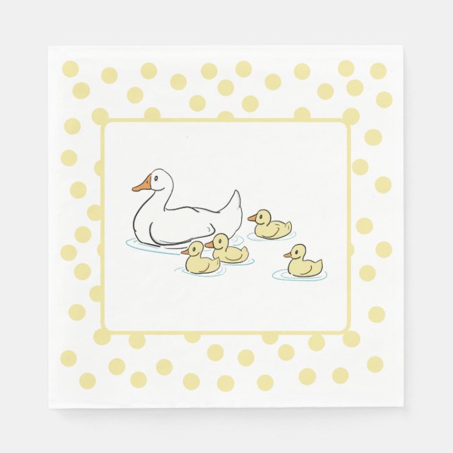 Servilleta De Papel Papel Baby Shower de pato y pato madre (Anverso)