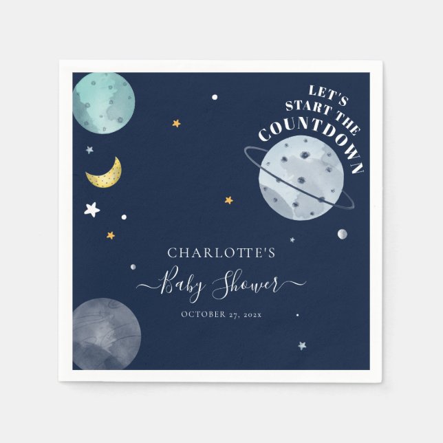 Servilleta De Papel Papel Baby Shower de Space Boy (Anverso)