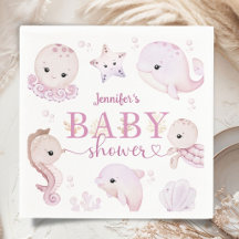 Papel 'Bajo El Mar' para Baby Shower de Niña Rosa 