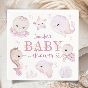 Servilleta De Papel Papel 'Bajo El Mar' para Baby Shower de Niña Rosa