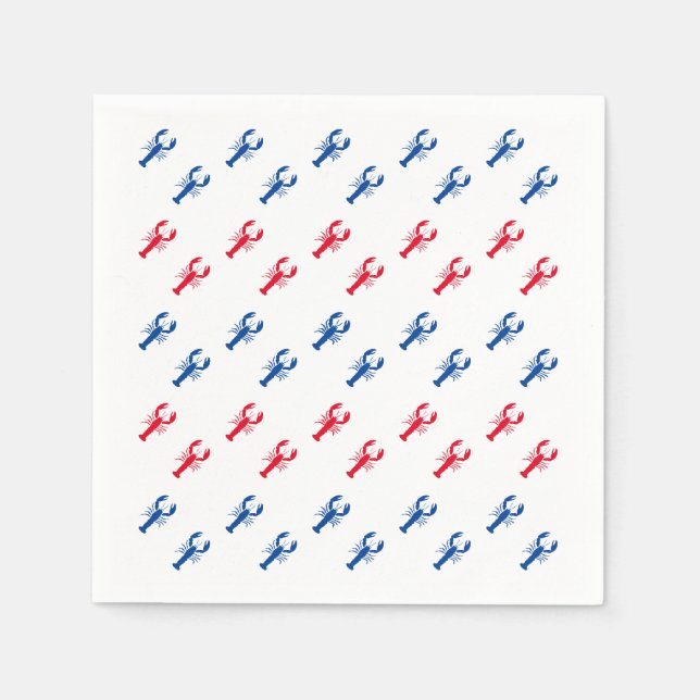 Servilleta De Papel Papel blanco de patrón de langosta rojo y azul (Anverso)