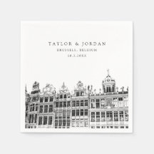 Papel Boda de Bruselas Cocktail Napkin