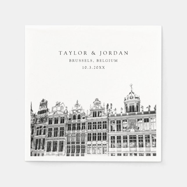 Servilleta De Papel Papel Boda de Bruselas Cocktail Napkin (Anverso)