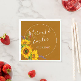 Servilleta De Papel Papel Boda de girasoles de otoño
