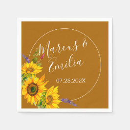 Servilleta De Papel Papel Boda de girasoles de otoño