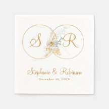 Papel Boda de monograma Gold personalizado