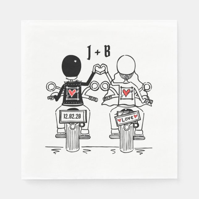 Servilleta De Papel Papel Boda de motocicletas de ciclismo personaliza (Anverso)
