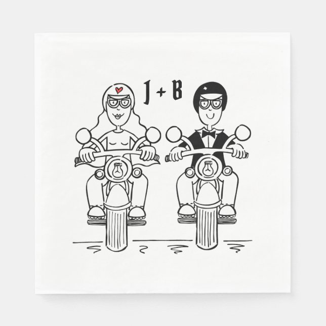 Servilleta De Papel Papel Boda de motocicletas de ciclismo personaliza (Anverso)