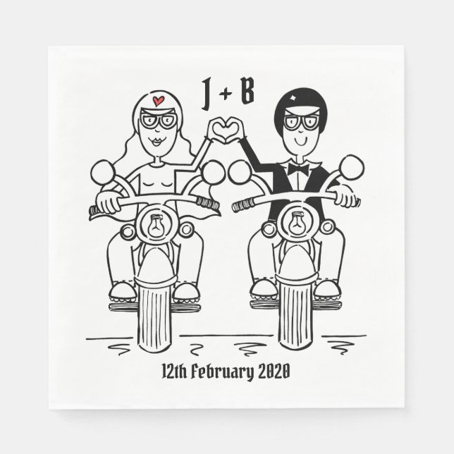 Servilleta De Papel Papel Boda de motocicletas de ciclismo personaliza (Anverso)